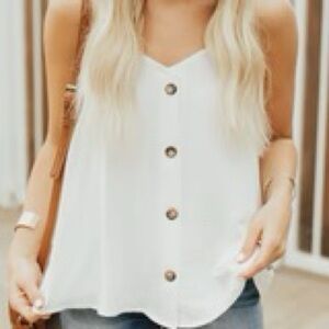 Carly Jean LA White Button-Down Sleeveless Top